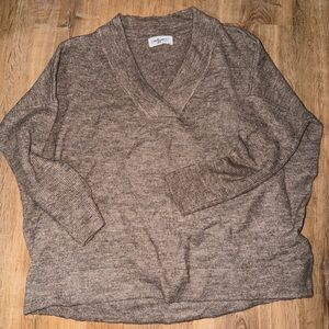 Carly Jean Los Angeles Tan V-Neck Sweater